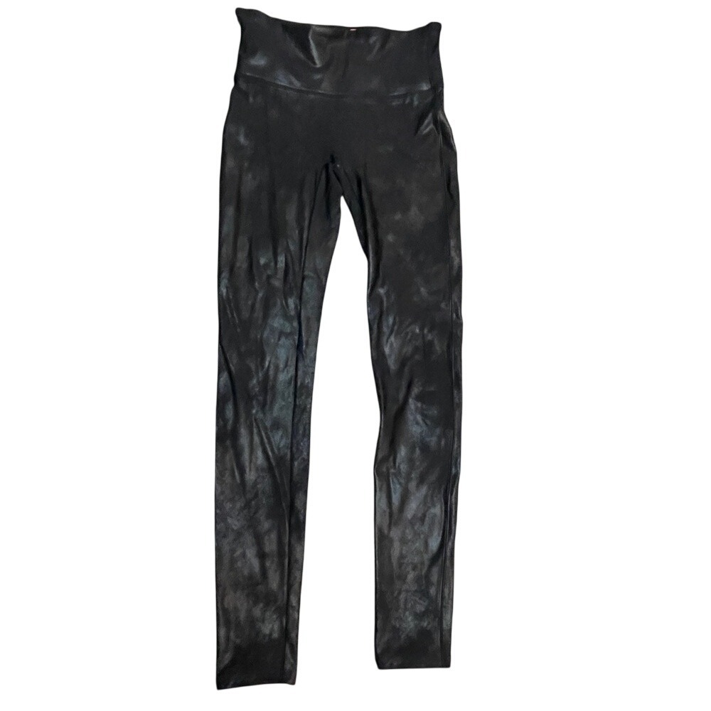 Spanx Black Faux Leather Leggings High Waisted Size Medium M‎
